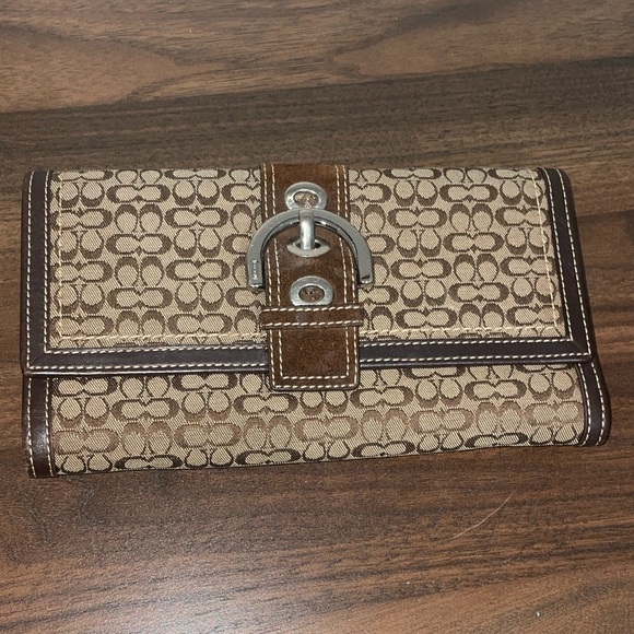 Coach Tan and Brown Signature Wallet - Picture 1 of 4